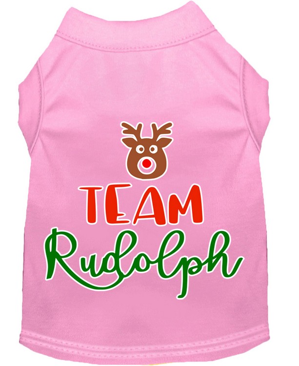 Team Rudolph Screen Print Dog Shirt Light Pink XS